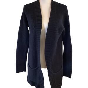 EXPRESS Black Knit Two-Pocket Oversize Sweater Open-Front Cardigan Medium